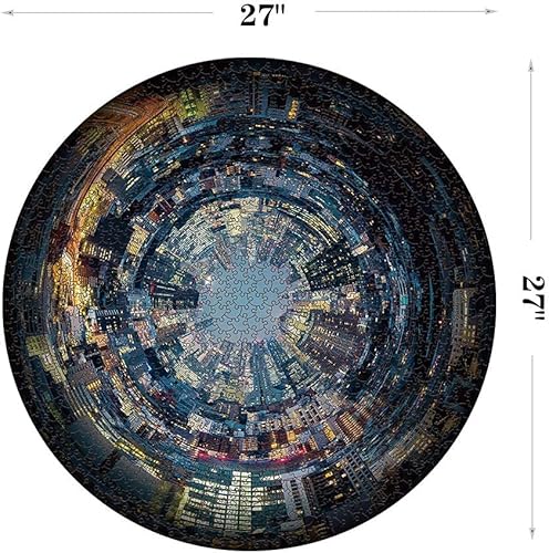 Miniatura 5 de Rompecabezas de 1000 piezas, rompecabezas redondos de visión de la ciudad, rompecabezas de 1000 piezas para adultos, adolescentes, rompecabezas