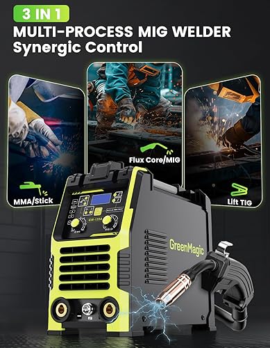 Miniatura 2 de Soldador MIG 135A, soldador MIG de núcleo de flujo de 110 V, máquina de soldadura TIGStick 3 en 1 con sinergia, equipo de soldadura portátil con