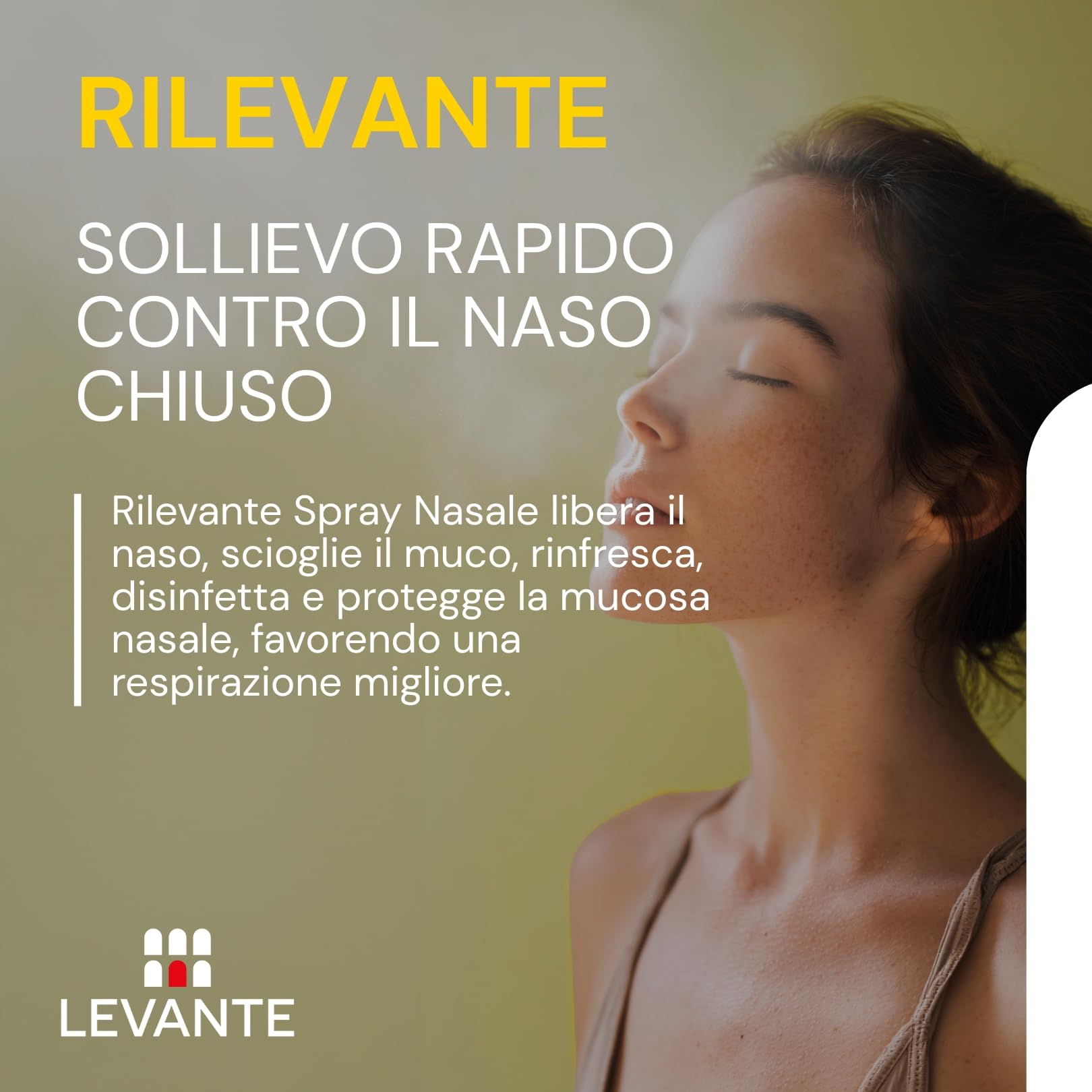 RILEVANTE Spray Nasale Decongestionante Balsamico 30ml per Pulizia Fosse Nasali Sollievo da Naso Chiuso e Raffreddore Spray Nasale Bambini e Adulti Con Eucalipto, Mentolo e Canfora