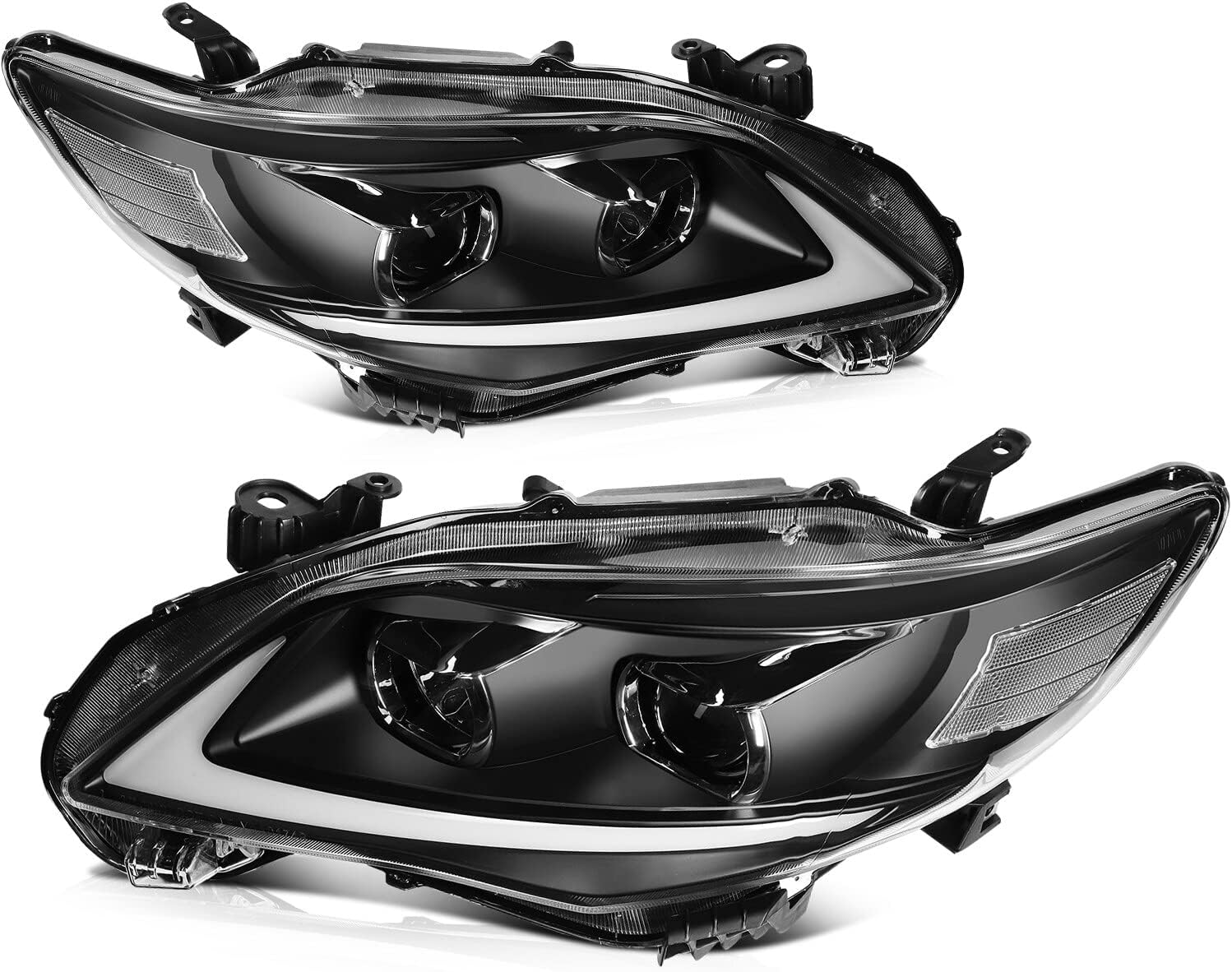 LED Projector Headlight Assembly for Toyota Corolla 2011-2013 LED Turn Signal Light DRL Front Lamps Driver and Passenger Side