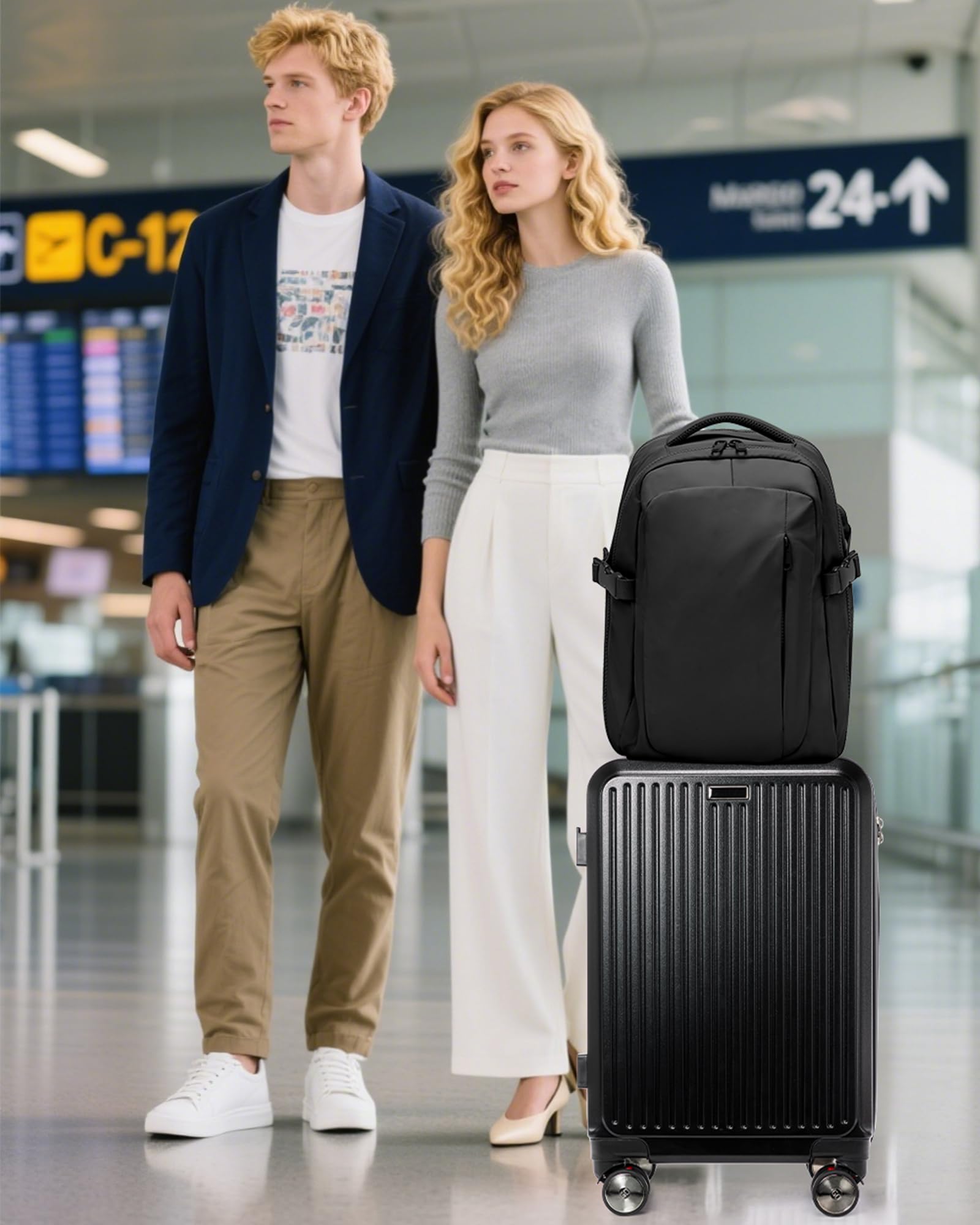 BJLFS Borse da Cabina per Ryanair 40x30x20 Zaino Wizzair Sottovuoto da viaggio 40x20x25 Bagaglio a Mano con compressione sottovuoto,Zaino Easyjet 45x36x20,Zaini Casual per laptop da 14 pollici