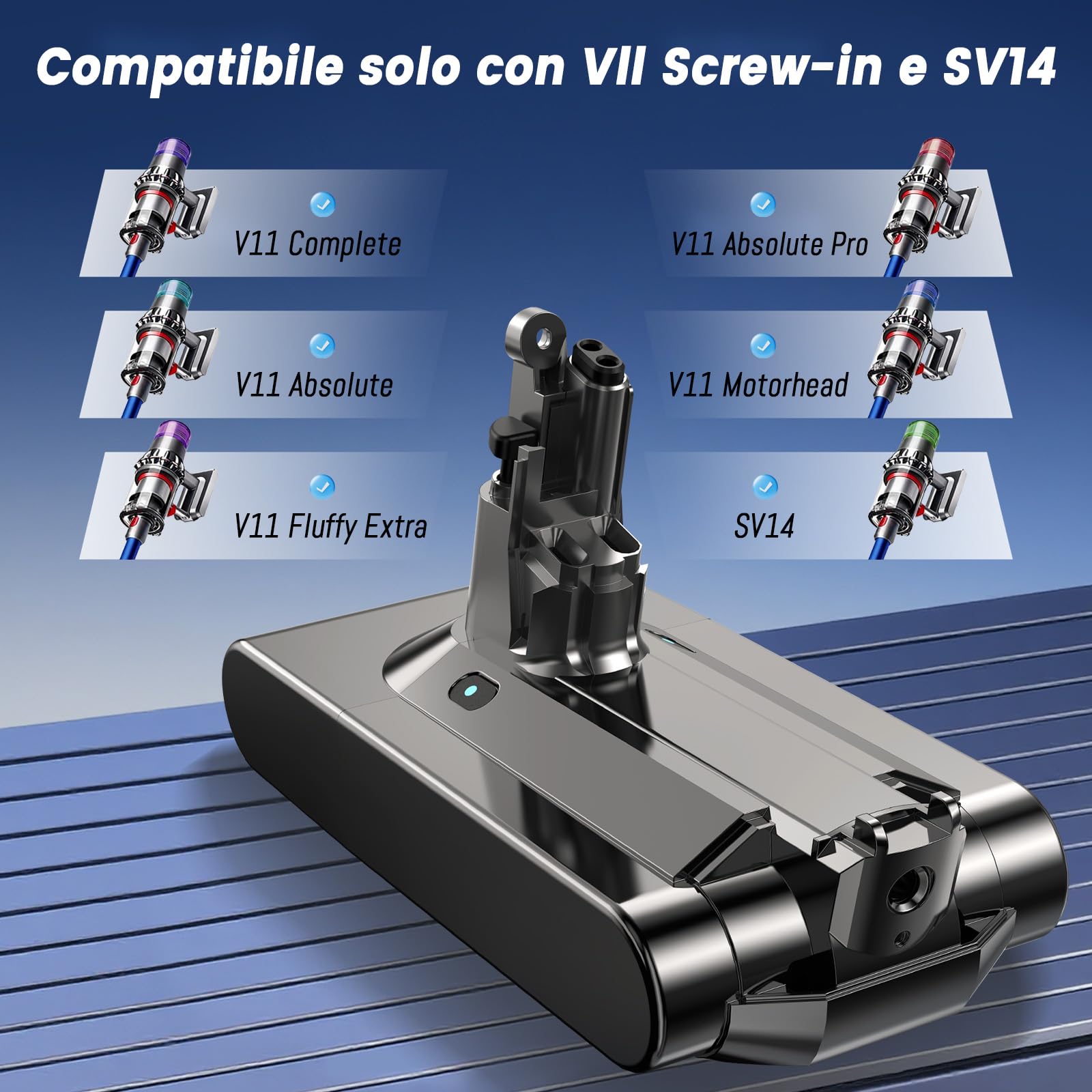 V11 Batteria per Dyson V11, compatibile con V 11 (modelli a vite) Animal Absolute Fluffy SV14 (non per modello a clicco)