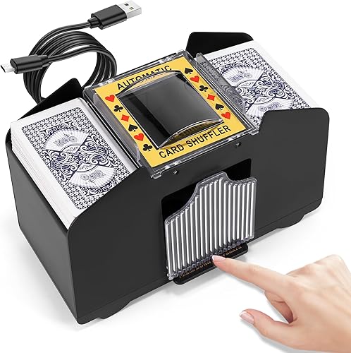 Lineba Barajador automático de cartas 4, máquina barajadora de cartas de casino eléctrica para jugar UNO, fase 10, juegos de cartas caseros, cartas