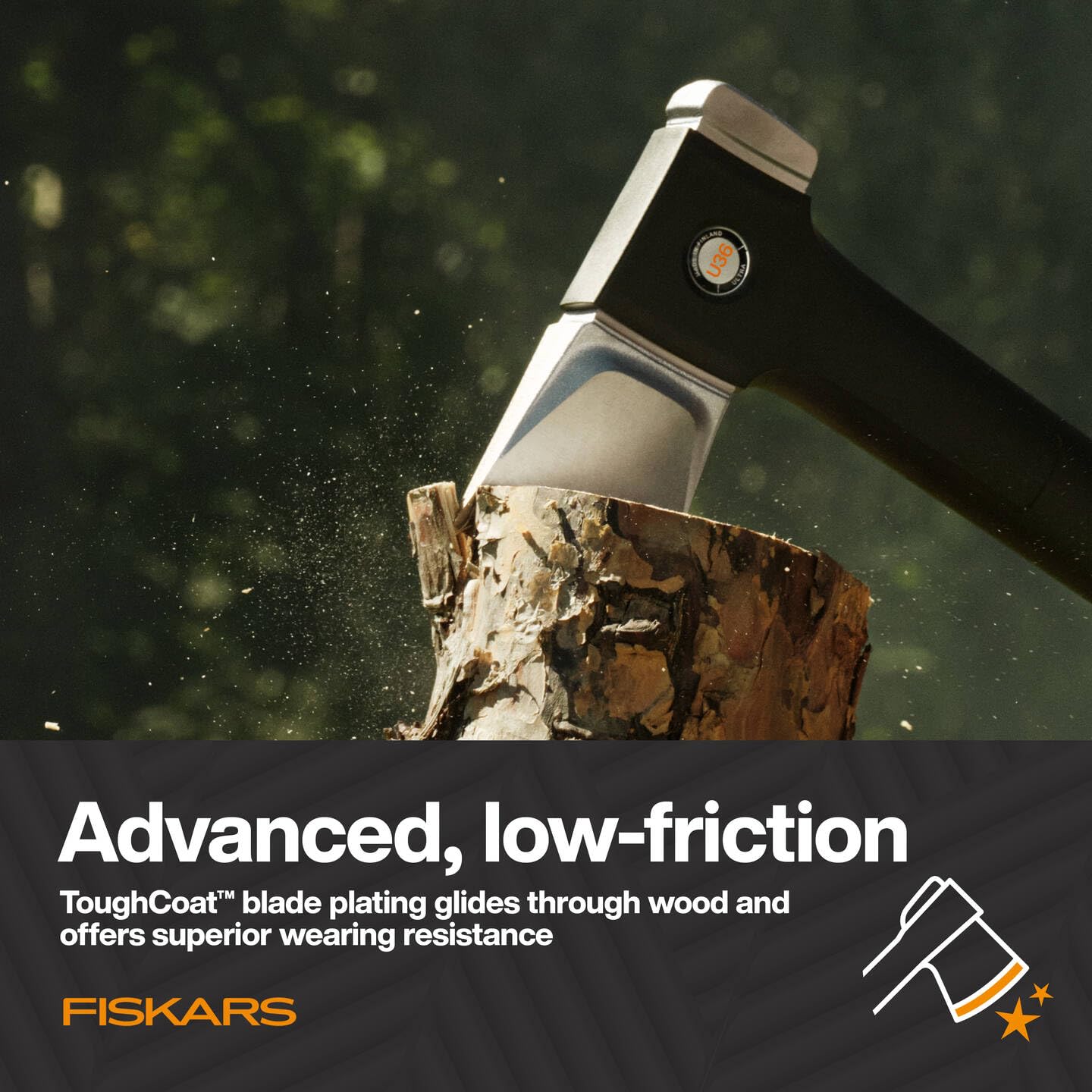Fiskars Ultra Hacha U36, Robusta Hacha para Partir Troncos Grandes, Revestimiento ToughCoat, Equilibrio optimizado, Hoja de Acero al Carbono/Mango FiberComp, 91,5 cm, Negro, 1088144
