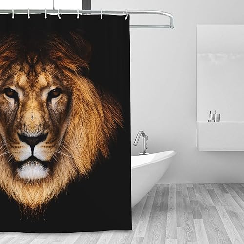 Miniatura 2 de Cool Brown Lion Head Plastic Shower Curtain Liner 72x72in Extra Long Shower Curtains for Bathroom Clearance Set with Hooks Cortinas De BañO,