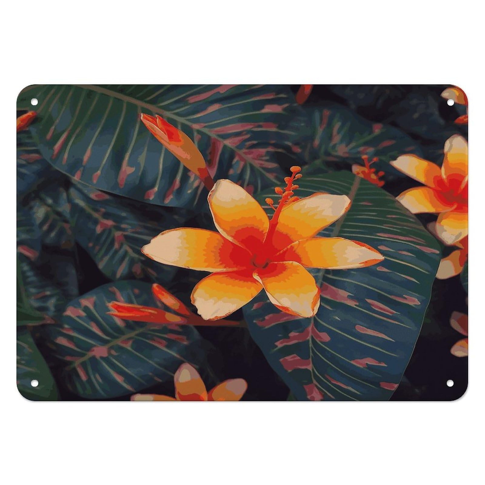 Btcowzrv Style Hawaii Tropical Flower Metal Sign, 5.5" X 7.9" Tin Wall Decor, Wall Art Plaques For Home Wedding Decor Room Living Room Decoration