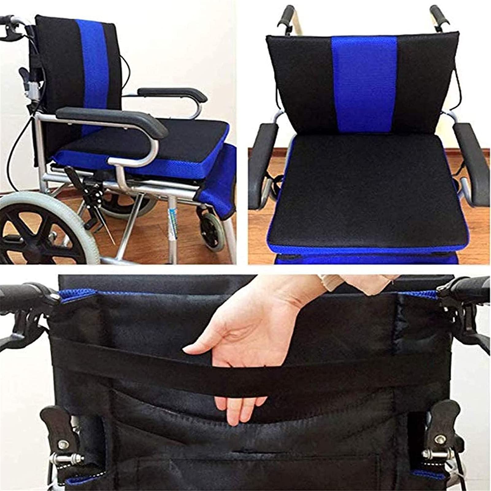 Cojín para silla de ruedas para alivio de presión, respaldo ergonómico de panal, tela Oxford transpirable, 16 x 17.7 x 1.6 pulgadas para mayor comodidad y apoyo