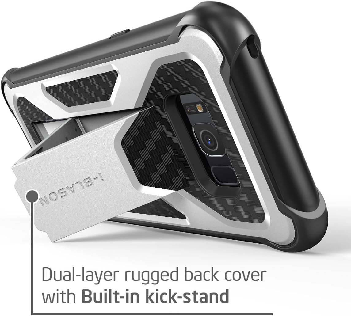 i-Blason Transformer Series Case for Galaxy S8+ Plus, [Kickstand] [Heavy Duty] [Dual Layer] Holster Cover with [Locking Belt Clip] for Samsung Galaxy S8+ Plus 2017 Release (White)