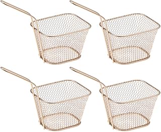 LQKYWNA Lot de 4 Mini Paniers à Friture Carrés, en Métal Léger pour Servir des Frites Ou des Aliments Frits