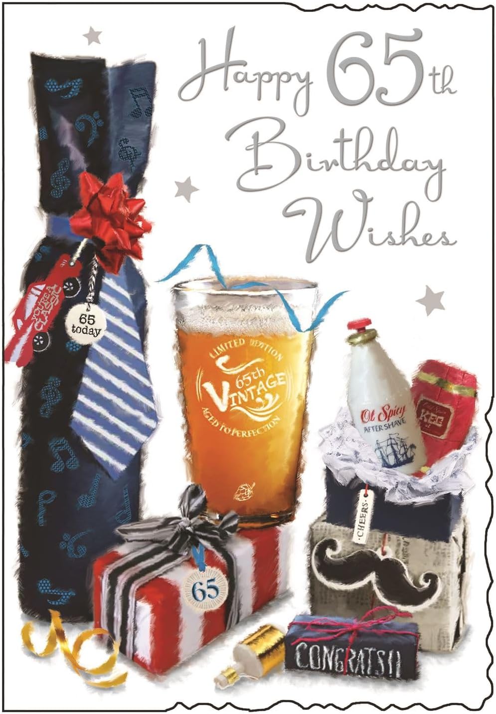 65th Birthday Card – Vintage Style Greeting For Women & Men, Happy 65th Keepsake