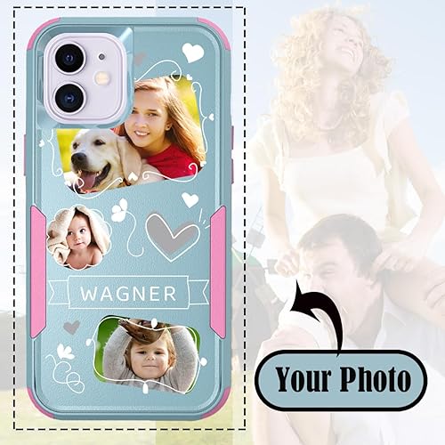 Vista 303 de Funda de fotos personalizada para Apple iPhone 11 Pro Max, patrón de collage a cuadros, personalizado para hacer imágenes en gruesa 3 híbrida Rosa