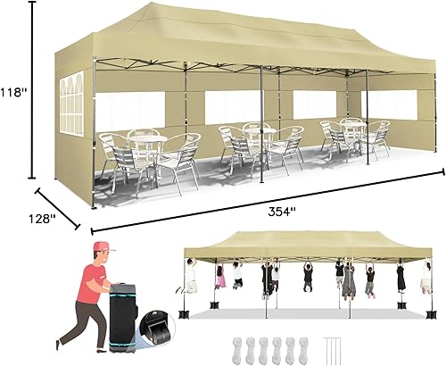 Miniatura 8 de Tooluck Toldo desplegable resistente de 10 x 30 pulgadas con 8 paredes laterales, toldo comercial impermeable para fiestas, tiendas de campaña al