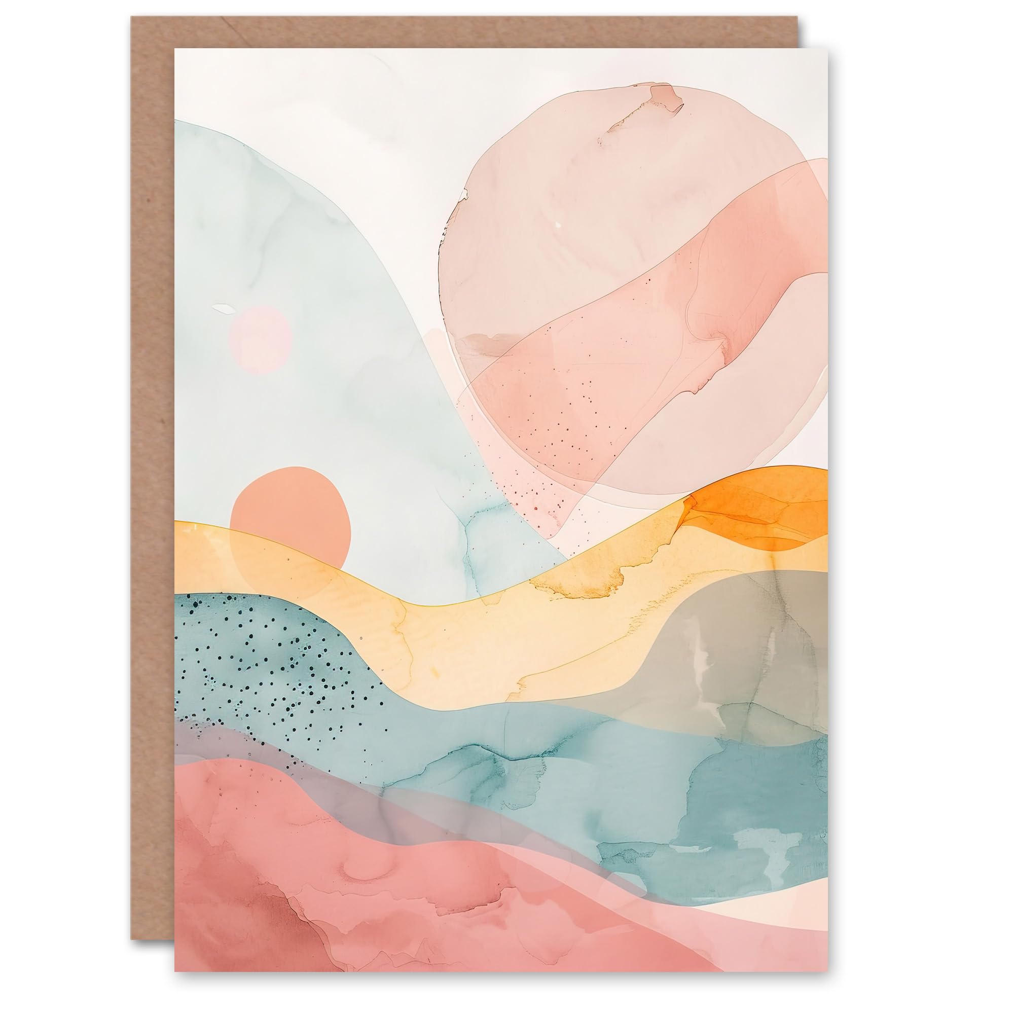 Artery8 Greeting Card Abstract Yorkshire Dales Park Sunset Watercolour Blank For All Him Or Her Art Birthday Card
