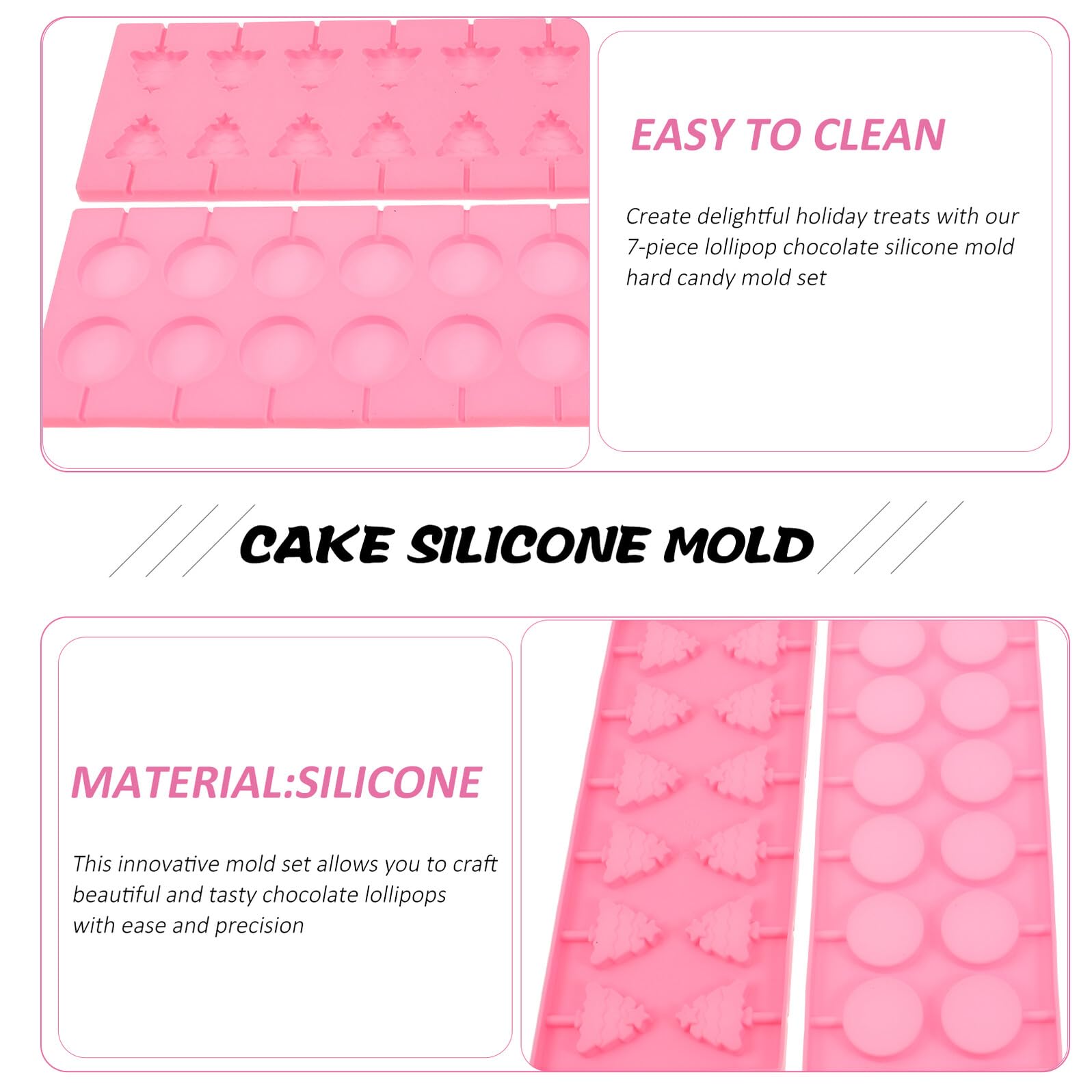 Stampi Natalizi in Silicone per Lecca Lecca, Set da 7 Pezzi