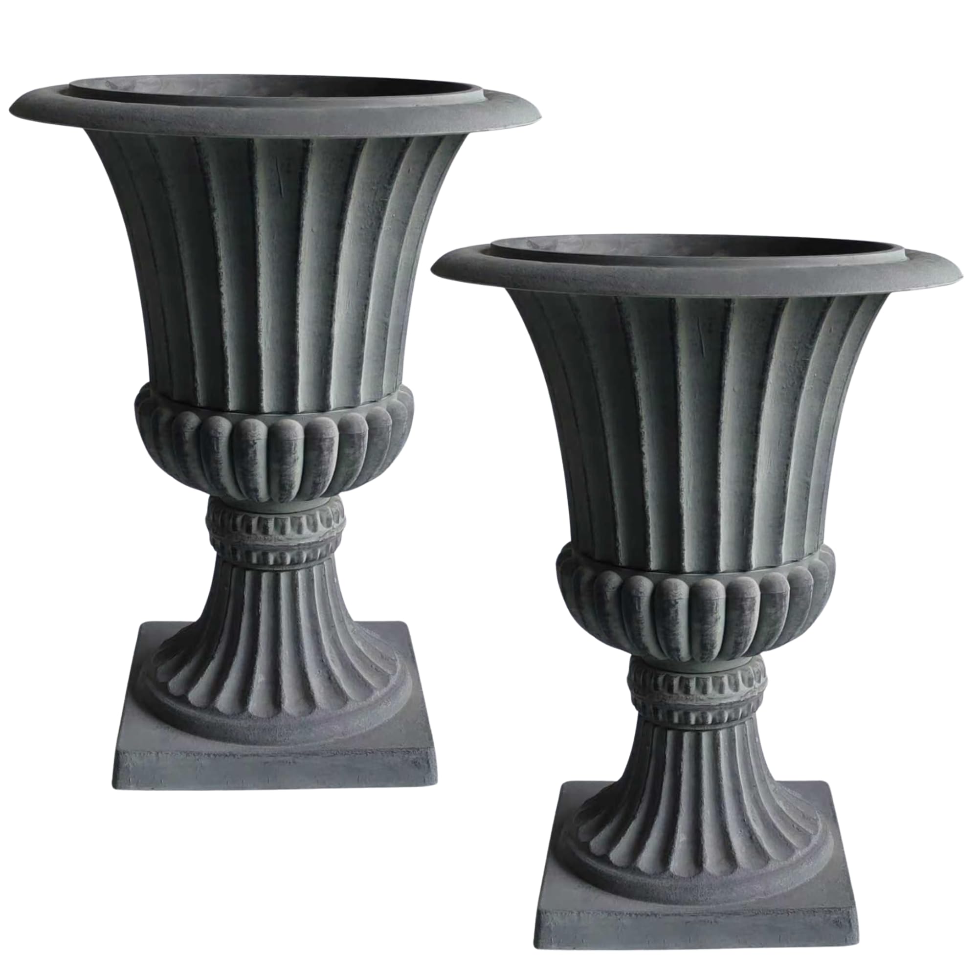 Austram Urn Planters 22 inch Set of 2 in concrete grey stone-resin finish