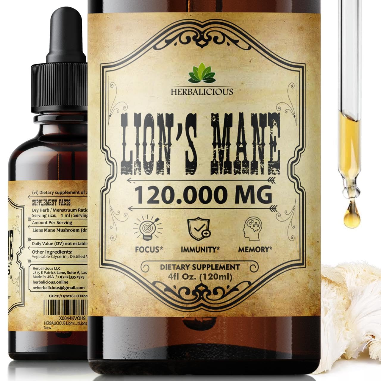 Herbalicious Lion's Mane Extract 4 fl oz