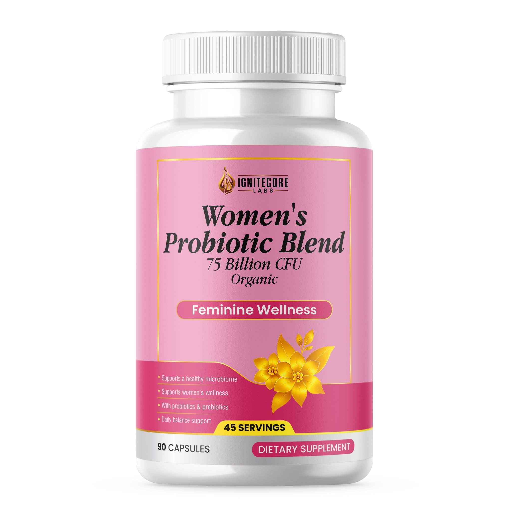 Probiotics for Women 75 Billion CFU, Women's Probiotic with Prebiotics for Vaginal Health, pH Balance & Urinary Support, Organic Cranberry, Digestive & Immune Health, USDA Organic, Non-GMO-90 Capsules