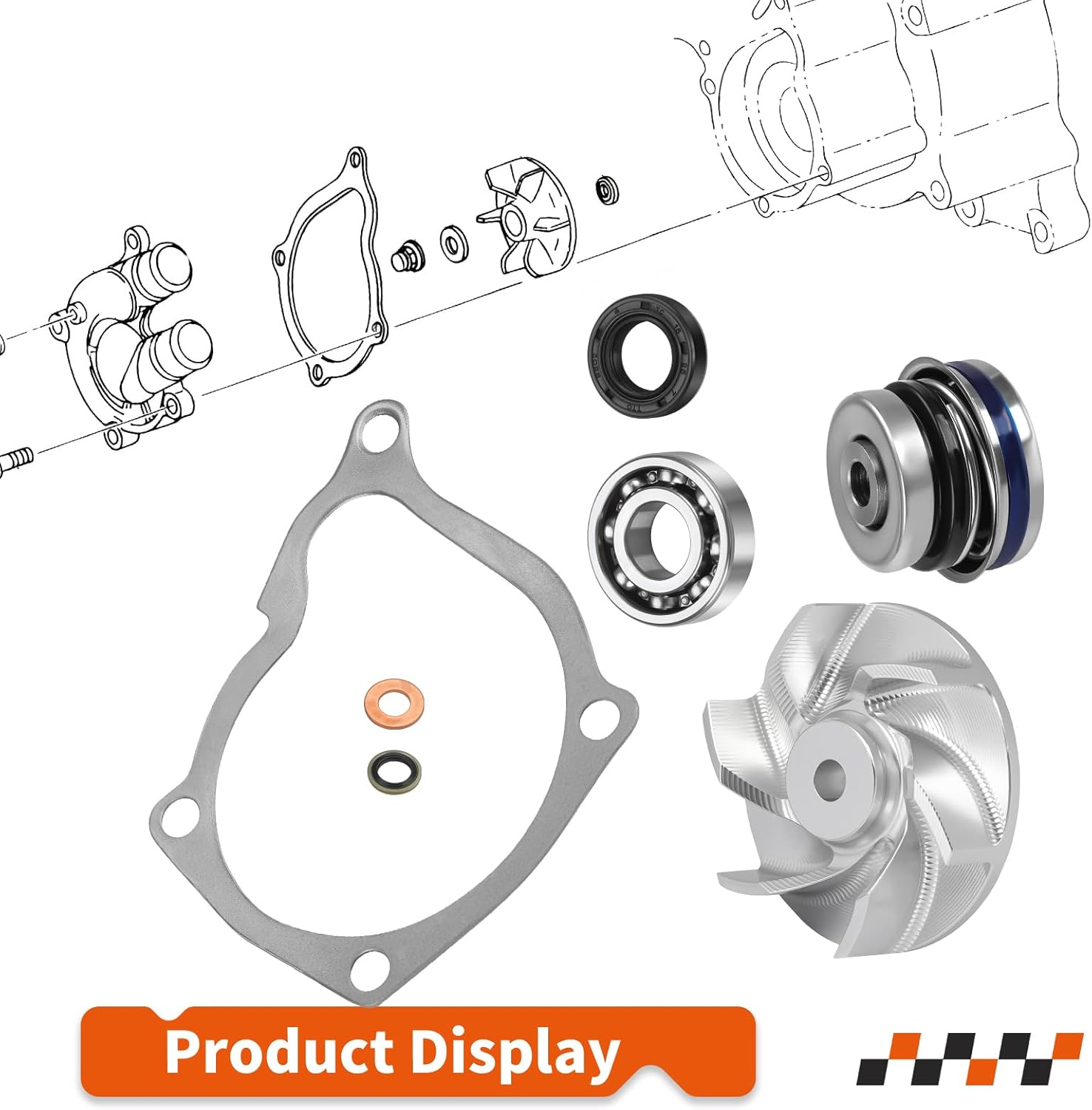 3084837 Water Pump Seal Rebuild Kit + Water Impller For Polaris 1995 TO 2014 Sportsman Scrambler Magnum Ranger 400 425 450 500 3084836
