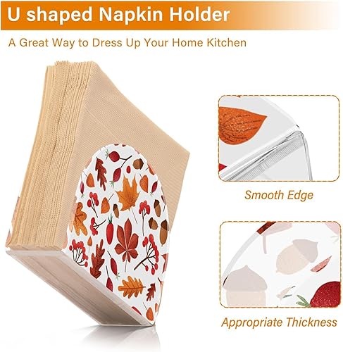 Miniatura 4 de Servilletero de hojas de otoño para mesa, dispensadores de servilletas de tejido acrílico, servilleteros de cóctel para encimeras de cocina, hotel,