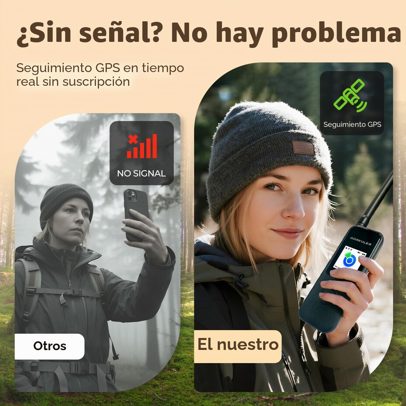 Aorkuler Rastreador GPS para perros al aire libre para zonas sin señal, localizador de mascotas al aire libre, seguimiento en tiempo real para senderismo, caminar, camping, funciona en áreas remotas