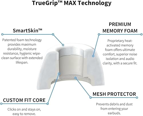 Miniatura 8 de Comply TrueGrip MAX | Almohadillas de recambio de espuma viscoelástica premium para Apple AirPods Pro de tercera generación | Comodidad duradera,