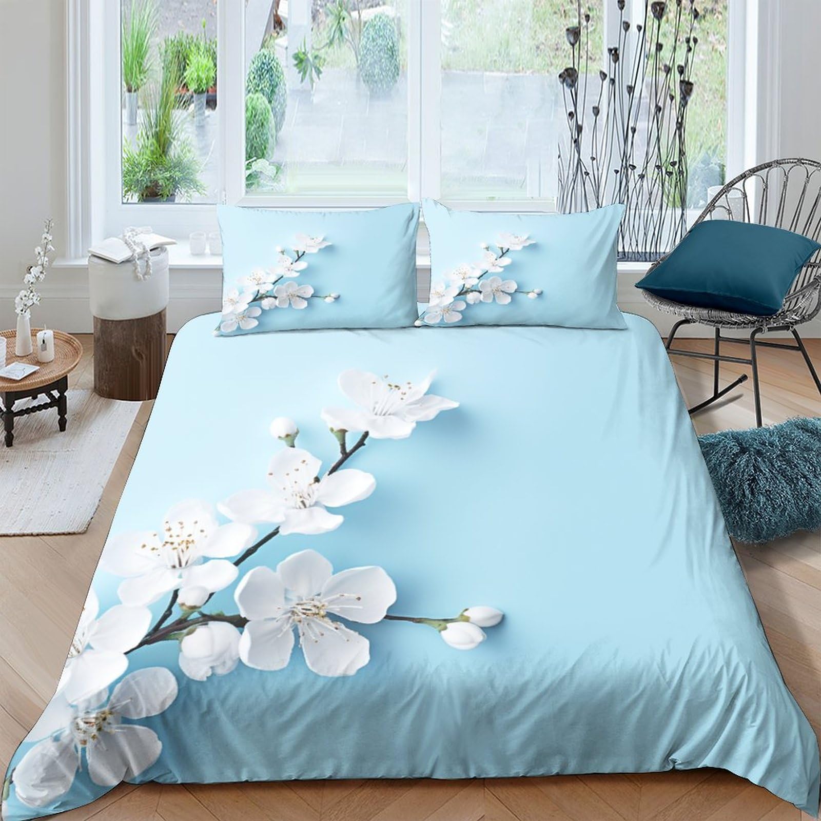 Parure de lit fleurs pour enfants et adultes IOFEER housse de couette imprimé 3D King 220x240cm