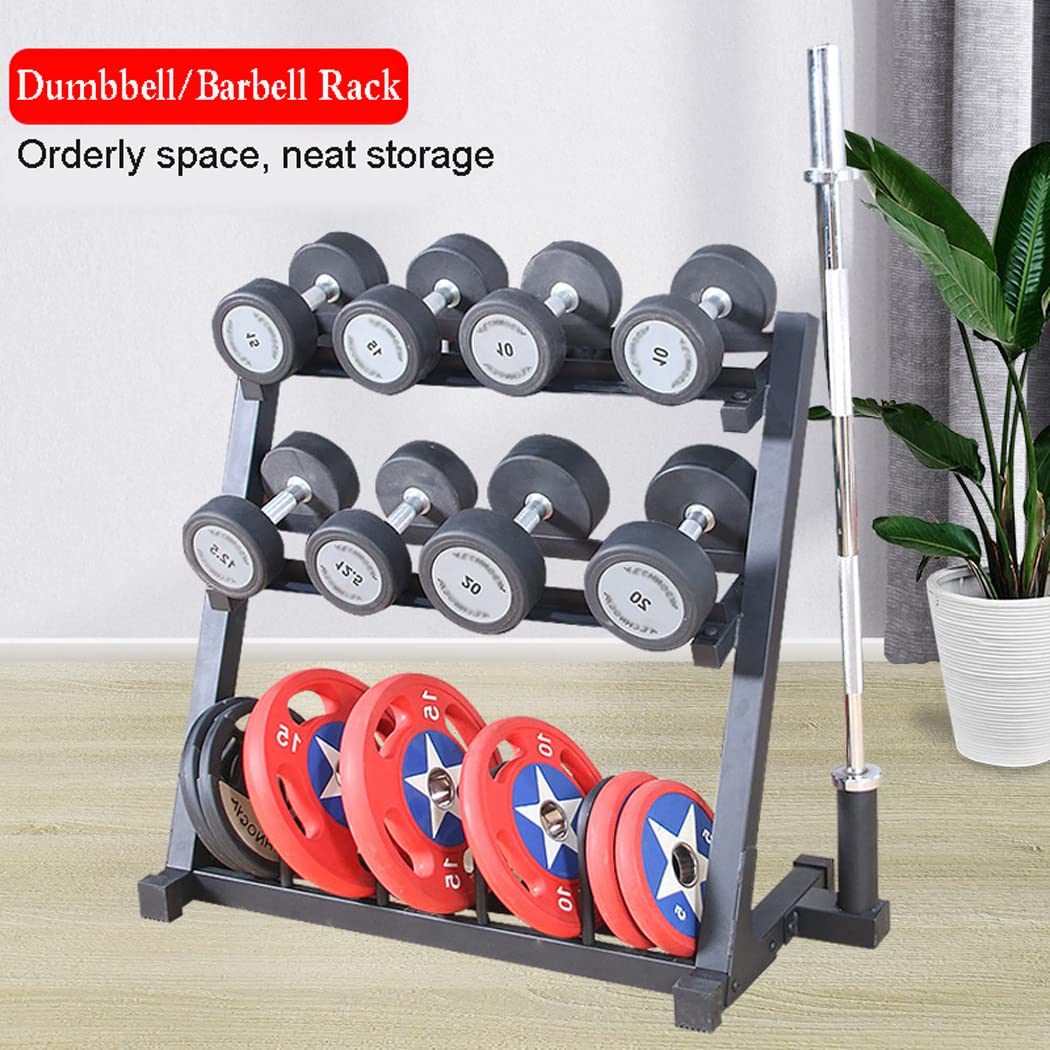 Multifunctional Weight Plate Rack Heavy Duty 3-Tier Dumbbell & Weight ...