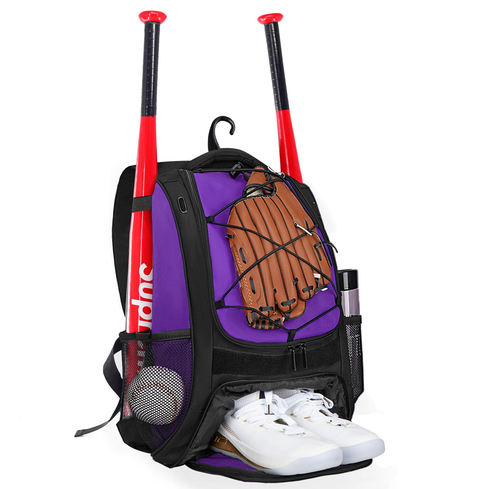 Goloni Mochila de béisbol, bolsa de béisbol para adultos, bolsa de bate de sóftbol con compartimento para zapatos, compartimento principal grande para casco y accesorios, gancho de valla