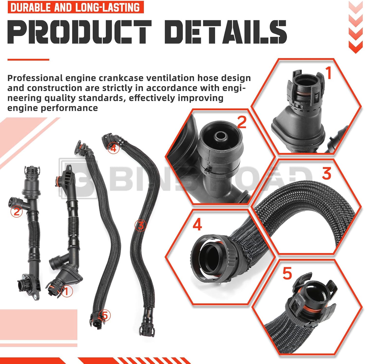 4Pcs Crankcase Vent Pipe Hoses 11157575641 + 11157575640 + 11157646087 + 11157646086 Compatible with BMW 550i 650i 750i 750Li Alpina B7 X5 X6