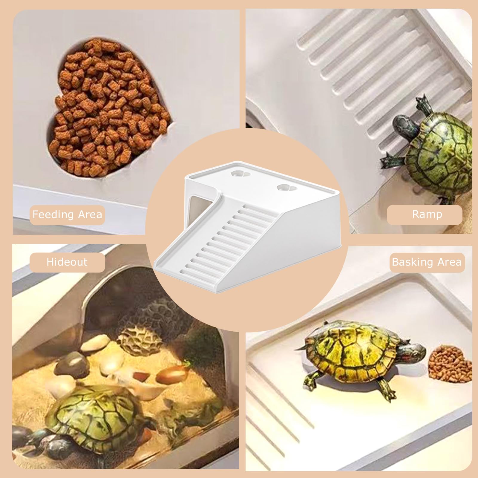 Schildkröten-Tank-Starter-Set, verbessertes Aquarium-Set mit Filter, Fischnetz, Reptilien-Lebensraum mit verstellbarer UV-Lampe und Deckel, Sonnenplattform für Krabben, Amphibien, Reptilien (39,1 x