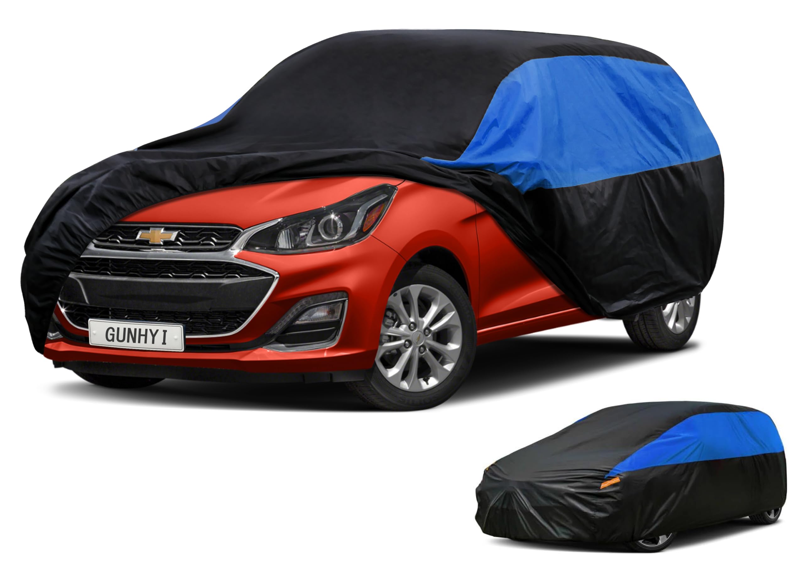 GUNHYI Car Cover Custom Fit Chevy Spark Waterproof All Weather, Lightweight Full Exterior Cover for Automobiles Outdoor Sun UV Rain Dust Snow Wind Protection.