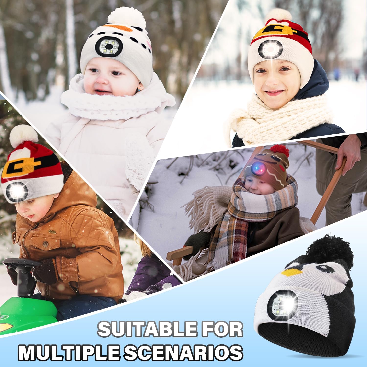 LED Beanie with Light for Adults, USB Rechargeable Headlamp Cap Unisex Winter Warm Knit Night Light Hat for Camping Running - Image 5