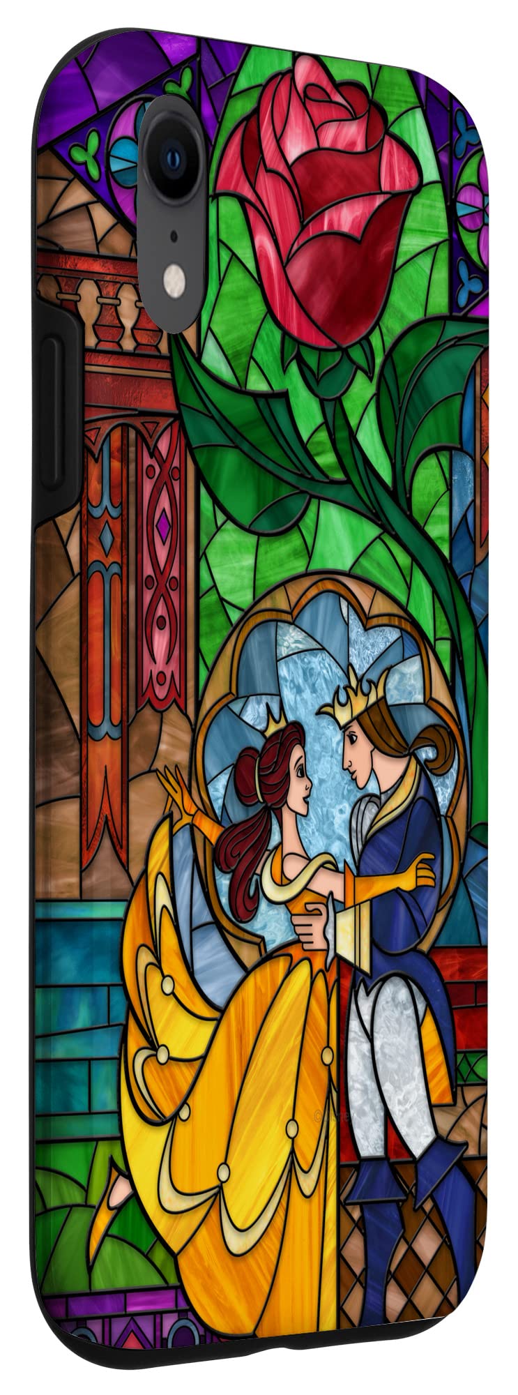 Custodia per iPhone XR Disney La Bella e la Bestia - Vetro colorato Belle e Principe
