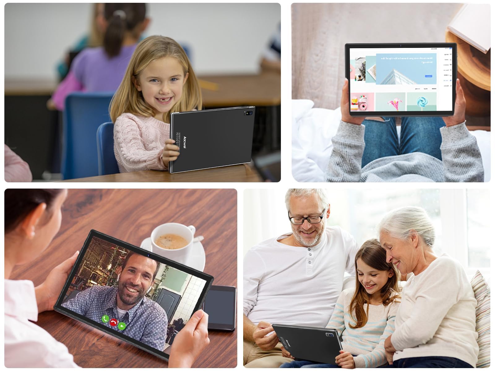 fezawio Tablet 10 Pollici Android 13, Octa Core 2.0GHz ，12GB（6+6） RAM +128GB ROM（TF 512GB）, Con 5G WiFi，8000mAh, 5+8MP，Tablet Con Tastiera E Mouse - Nero