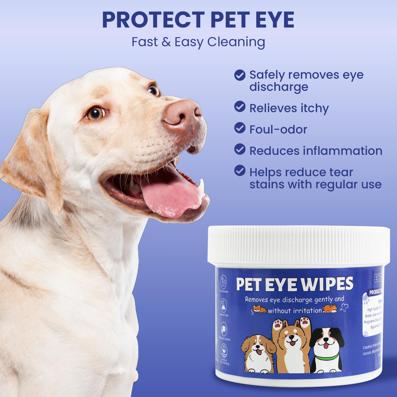 Dog Eye Wipes 100 Counts, Gently Clean Eye Wipes for Dogs & Cats — Amazon image 2
