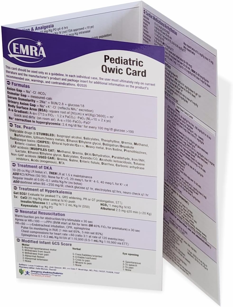 EMRA Pediatric Qwic Card