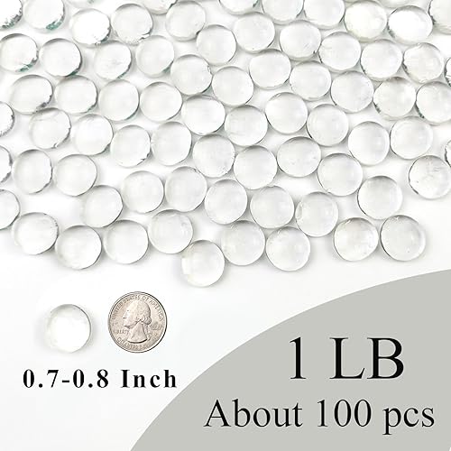 Miniatura 5 de Cuentas de vidrio transparente de 1 libra para jarrones, 100 piedras de vidrio, canicas de vidrio plano transparente para relleno de jarrones, velas