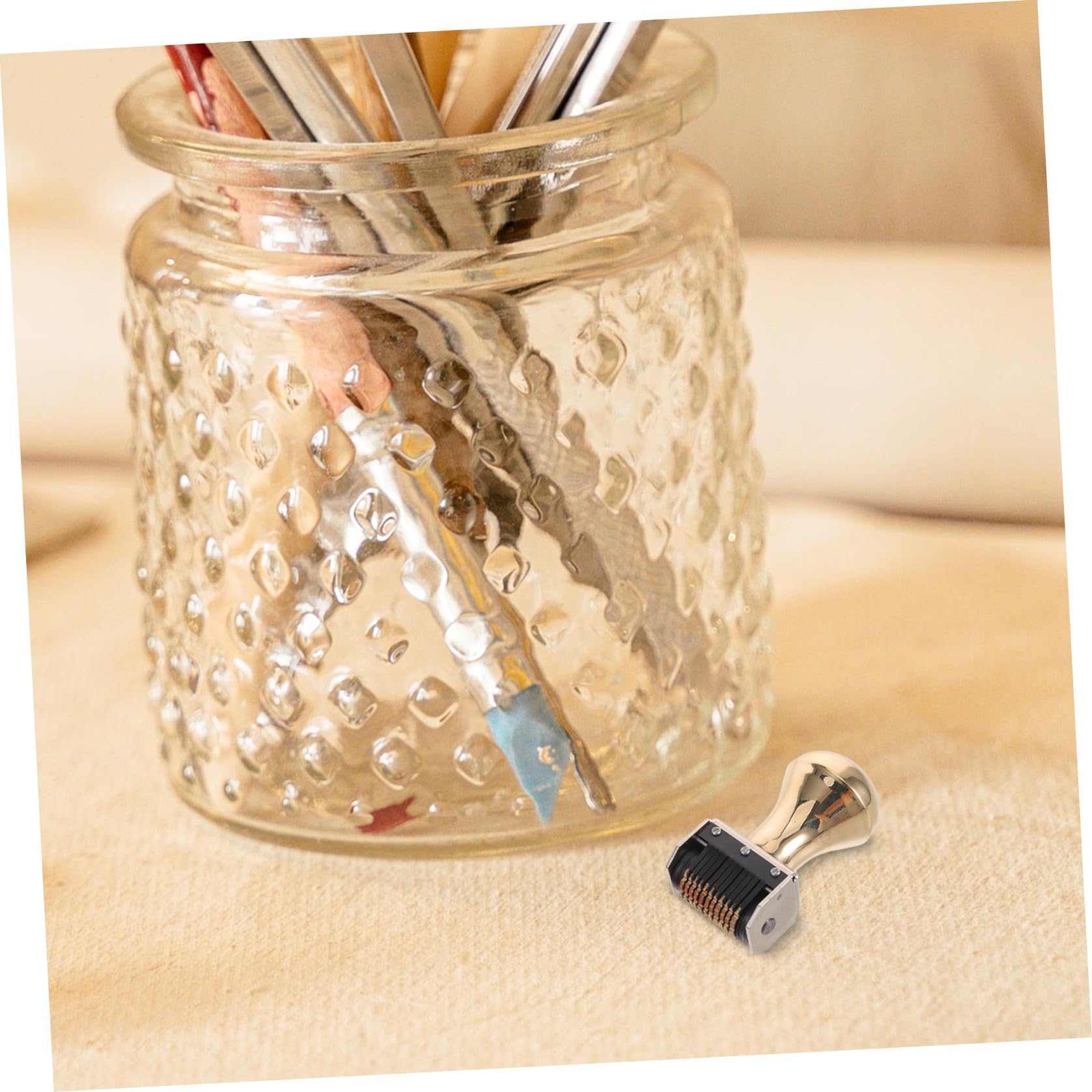 Tofficu Timbro Datario Regolabile in Metallo con Rullo Rotante Timbro Data Giorno Mese Anno in Ottone per Ufficio Biblioteca Scrapbooking e Progetti Scolastici