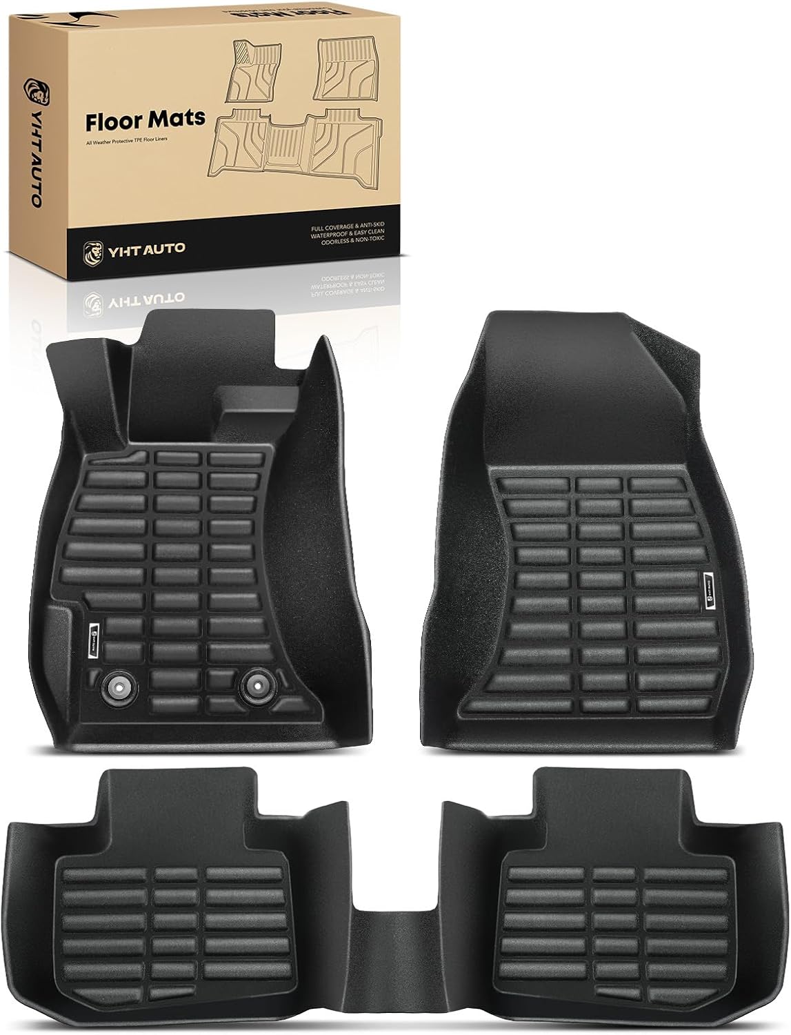 YHTAUTO Floor Mats Fit 2016-2017 Subaru Crosstrek, 2012-2016 Impreza, 2015-2021 WRX, 2013-2015 XV Crosstrek, TPE All Weather Car Mats Waterproof Odorless Floor Liner, 1st & 2nd Row, Set of 3