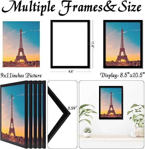 Vista 54 de Juego de 5 portarretratos de 10 x 14 pulgadas, marcos de fotos blancos de alta transparencia para galería de pared horizontal de escritorio vertical