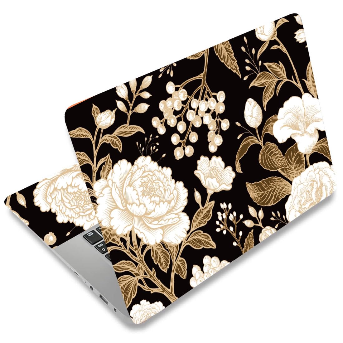 SUPERDANT Peonies and Roses Laptop Skin Sticker Decal White Flowers Universal Laptops Notebook Skin Sticker 12 13 13.3 14 15 15.4 15.6 Inches Vinyl Removable Notebook Personalized Protector