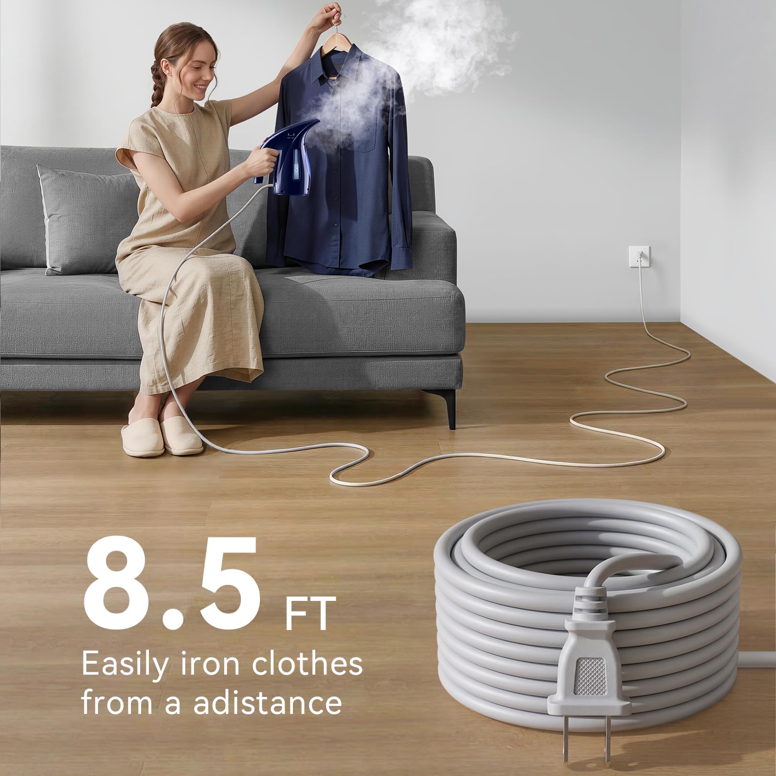 HiLIFE Steamer for Clothes, Portable Handheld Clothing Steamer, 240ml Big Capacity, 700W, Strong Power, Fabric Quick Wrinkle Remover with Brush for Home, Office(ONLY 120V) -Deep Navy view 5