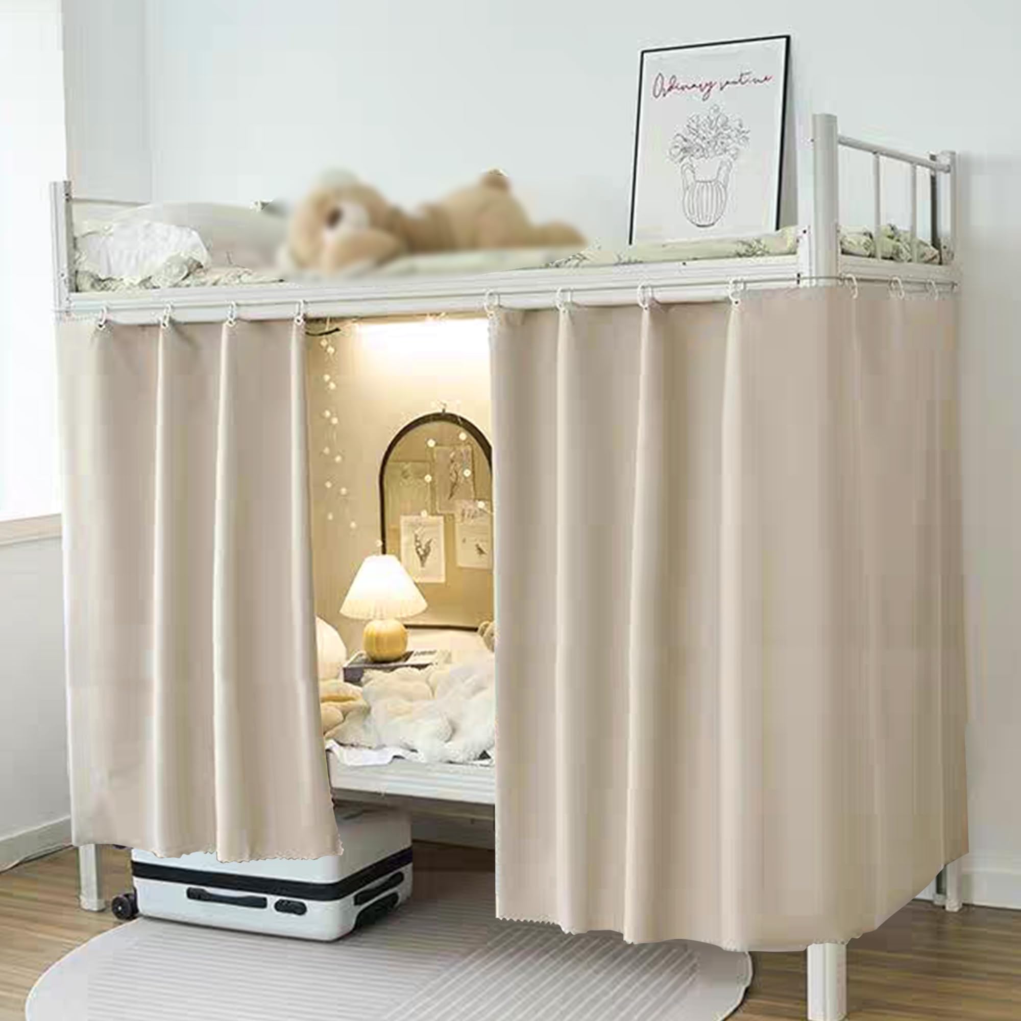 Aisi Bunk Bed Curtains Dorm Room Privacy Canopy Blackout Bunk Bed Drapes for Bottom Bunk Bed, Beige-2panels - Image 3