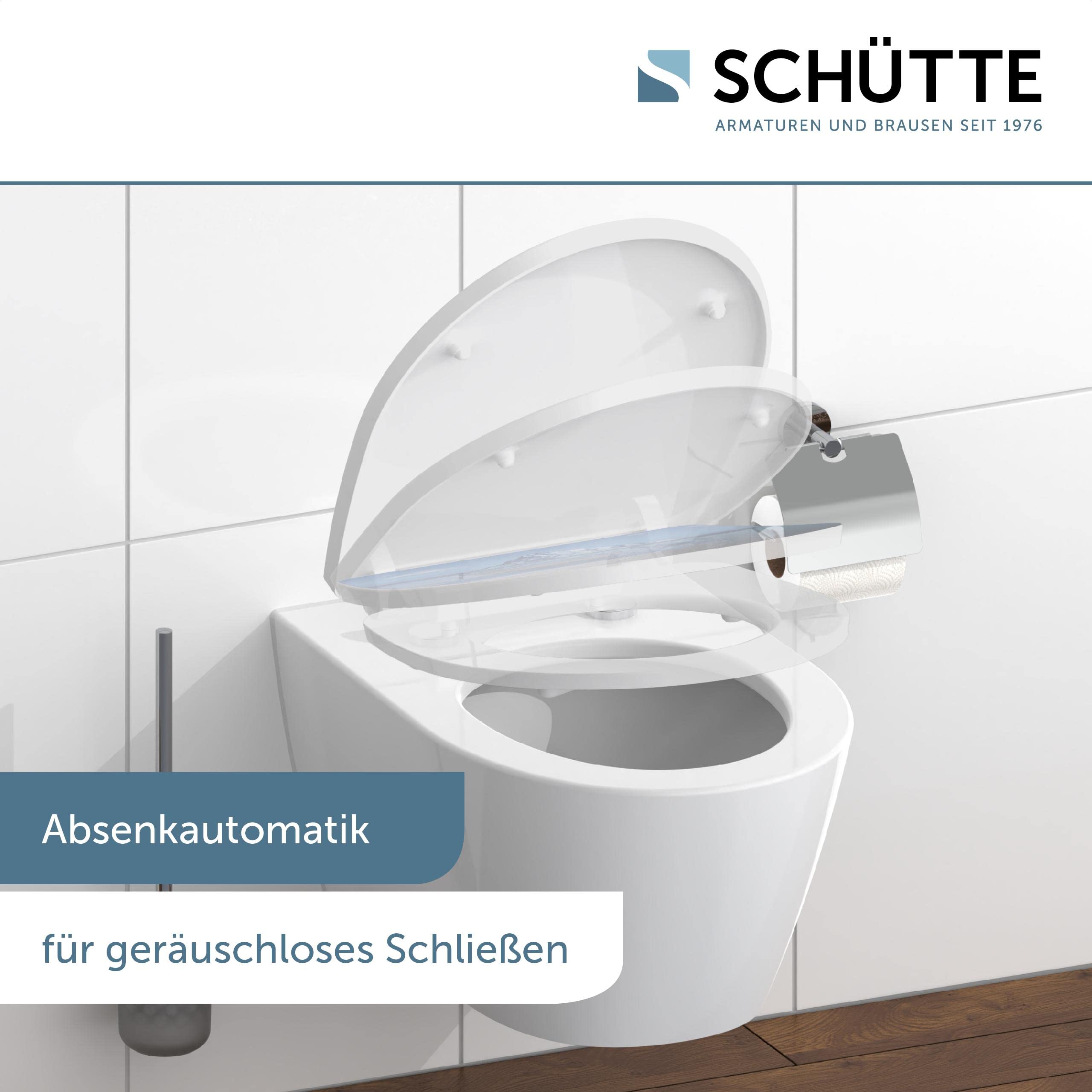 SCHÜTTE WC-Sitz ICEBERG mit Absenkautomatik und Schnellverschluss aus Duroplast, Toilettendeckel mit 175kg Belastbarkeit, Toilettensitz mit Brille, Klodeckel für WC, Klobrille mit Motiv