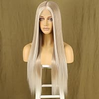 Sapphirewigs Ombre Szőke Hosszú Egyenes Paróka - Csipke Elülső, Japán Szintetikus Haj, Hőálló, 66 cm, 150% Dússág 4