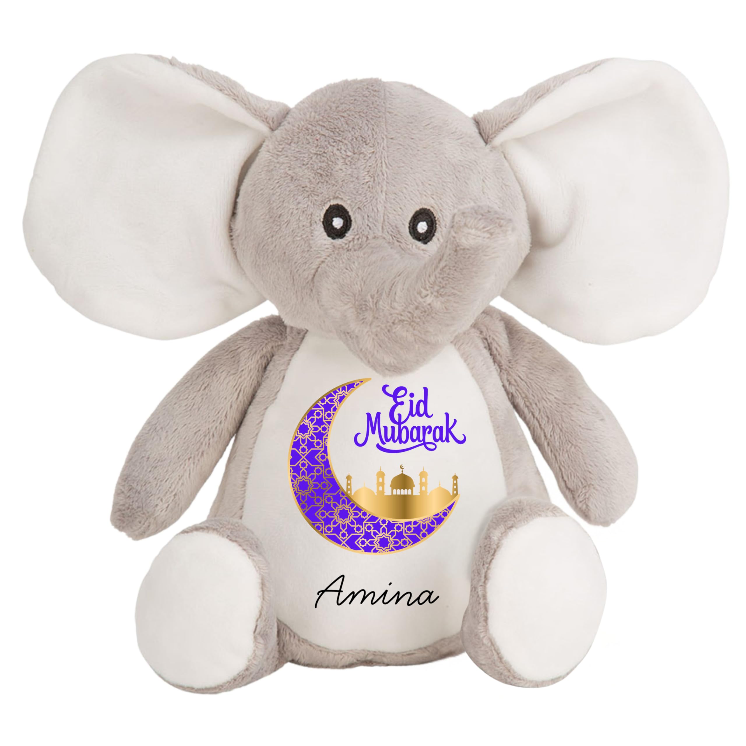 HotScamp Eid Gift Cuddly Toy - Personalised Eid Mubarak Purple Moon Customised Teddy Kids Plush Named Ramadan My First Muslim Islamic Baby Child Soft Plushie - Pink Teddy