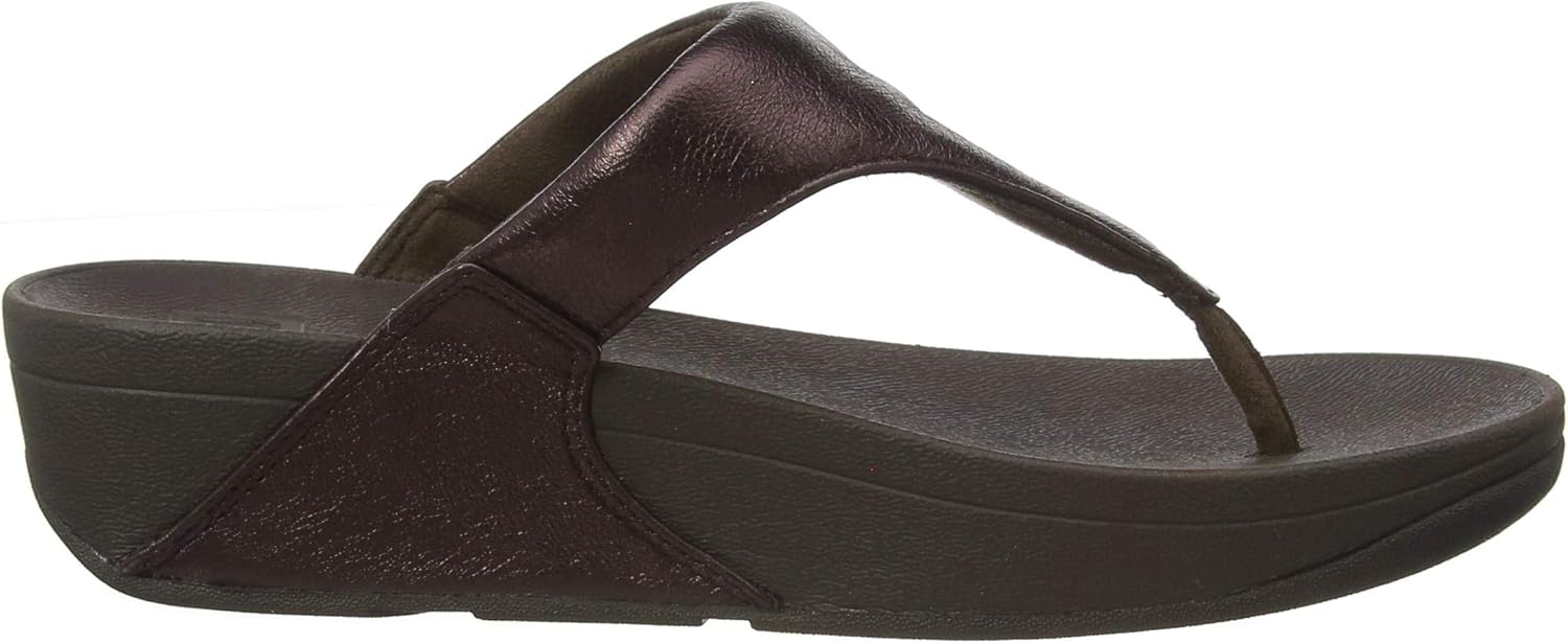 FitFlop Women's Lulu Leather Toe-Post Sandal, Chocolate Metallic, 8 Medium
