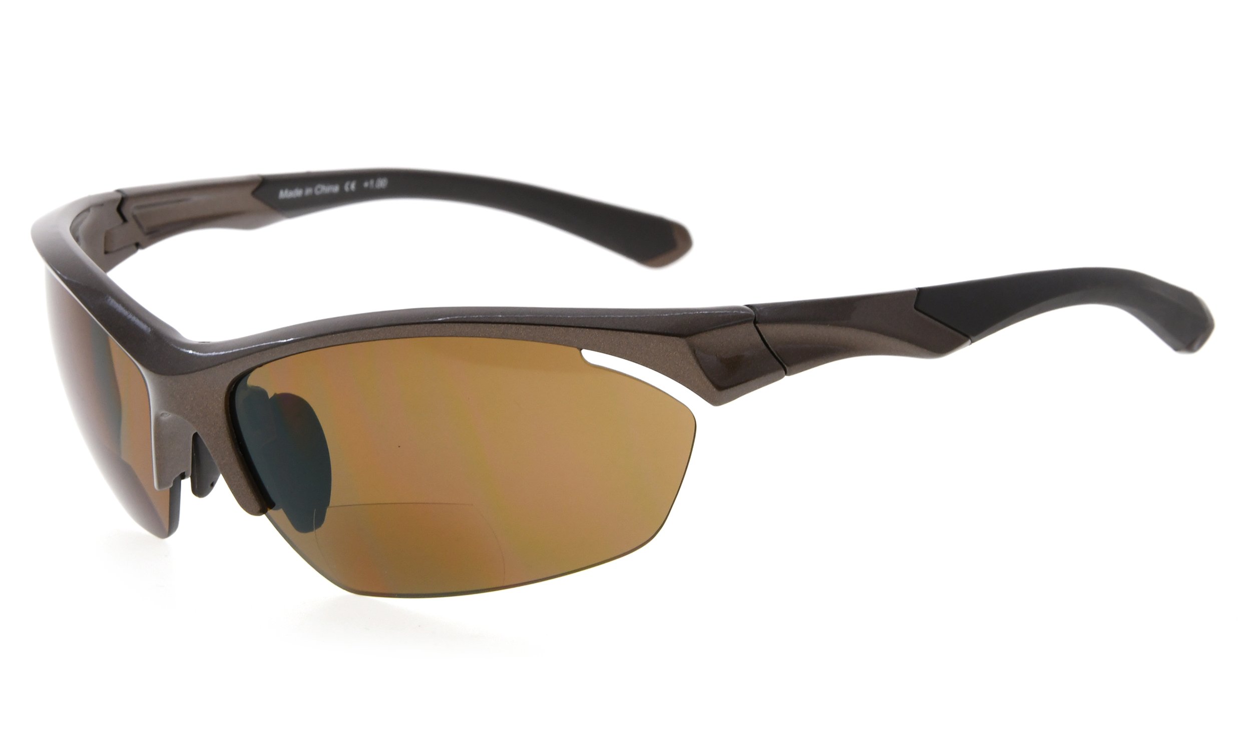 Eyekepper Bifocal Sunglasses for Women Men 1.5, Pearly Brown Rectangular