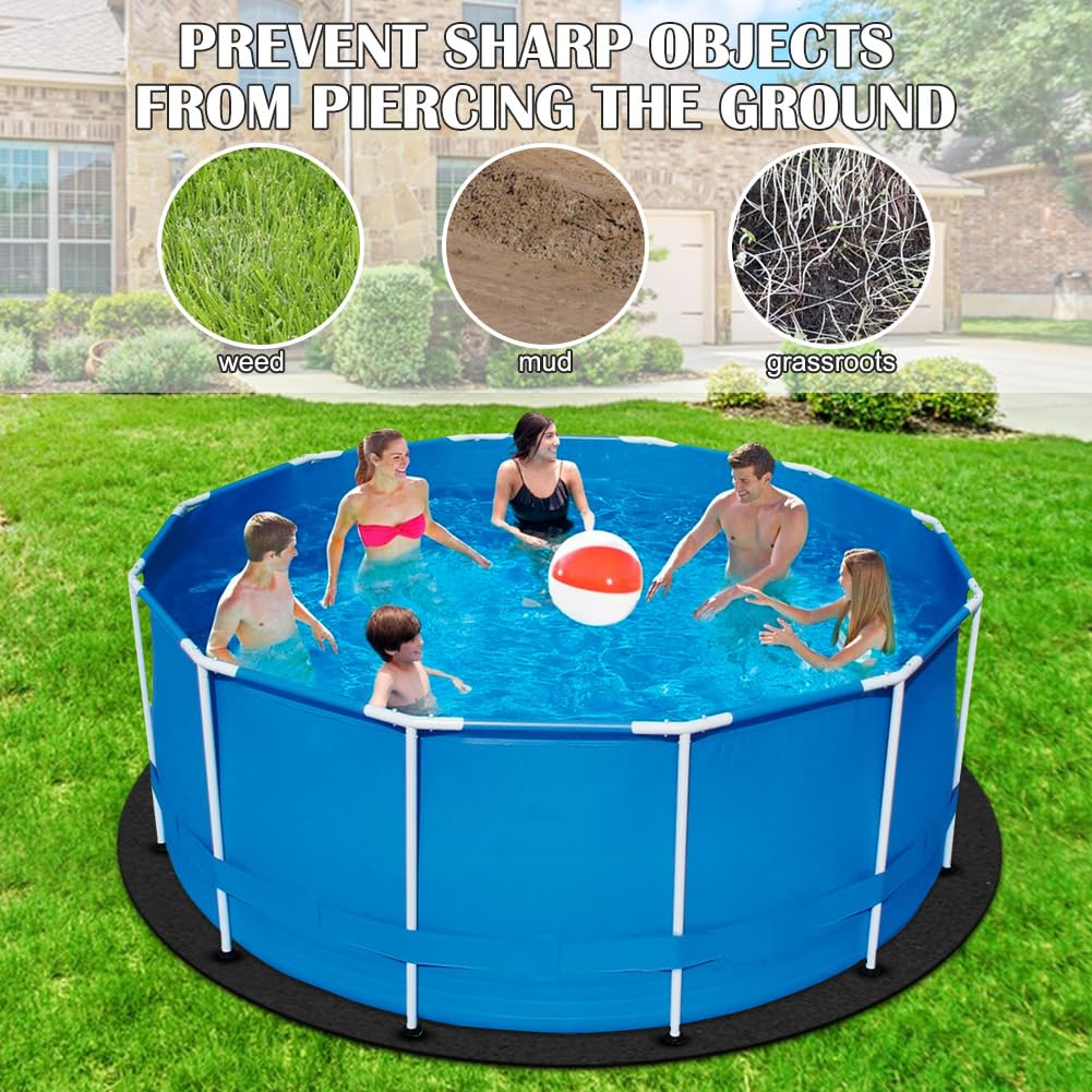 RANJIMA Tapis de piscine rond Ø 460 cm - Tapis de piscine antidérapant extérieur - Bâche de protection de sol pour piscines - Empêche les trous - Prolonge la durée de vie du revêtement