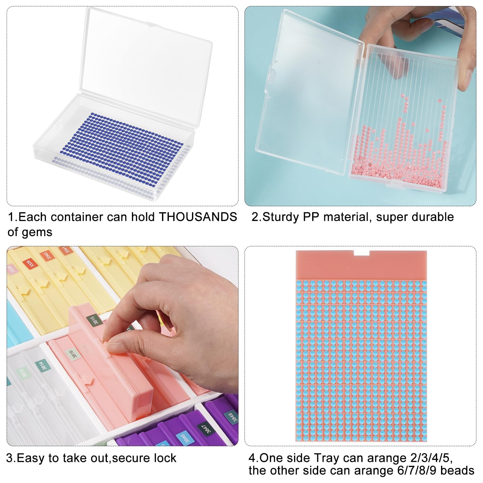 Diamond Painting Aufbewahrungsbox mit Deckel, 48er Set, Antistatische | Diamond Painting Zubehör Organizer Boxen mit Etiketten, Sortierboxen für Kleinteile, Perlen, Schmuck